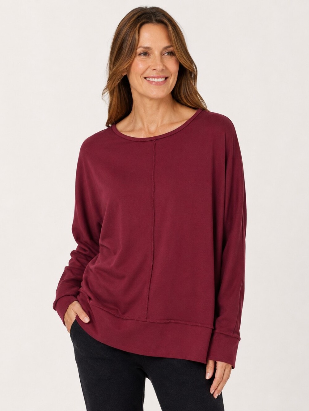 Magaschoni Women's Burgundy Long-Sleeve Pullover Sweatshirt Size 2X